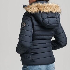 U.S. Polo Assn Superior Quality Classic navy blue puffy jacket with hoodie